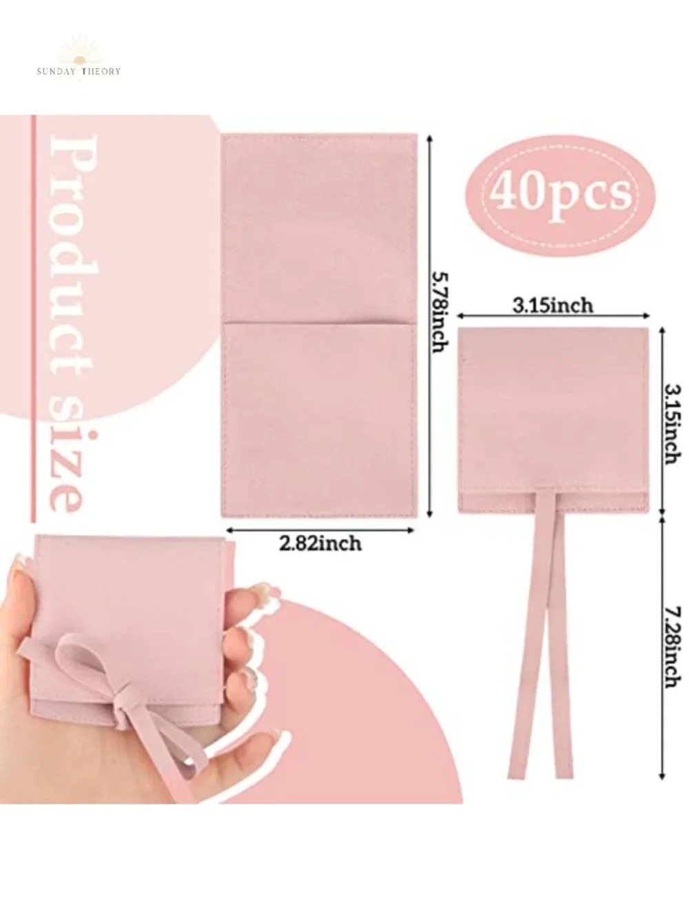 40-Piece Microfiber Jewelry Pouches with Drawstring, 3.15x3.15 Inch Gift Bags